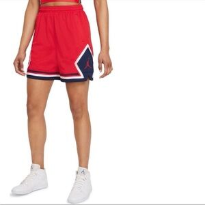 New Nike Jordan Women's Plus Size 3X Red Navy Essential Diamond Athletic Shorts